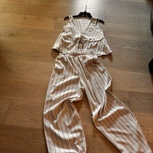 Striped Cream Jumpsuit